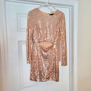 Rose gold sequin mini dress